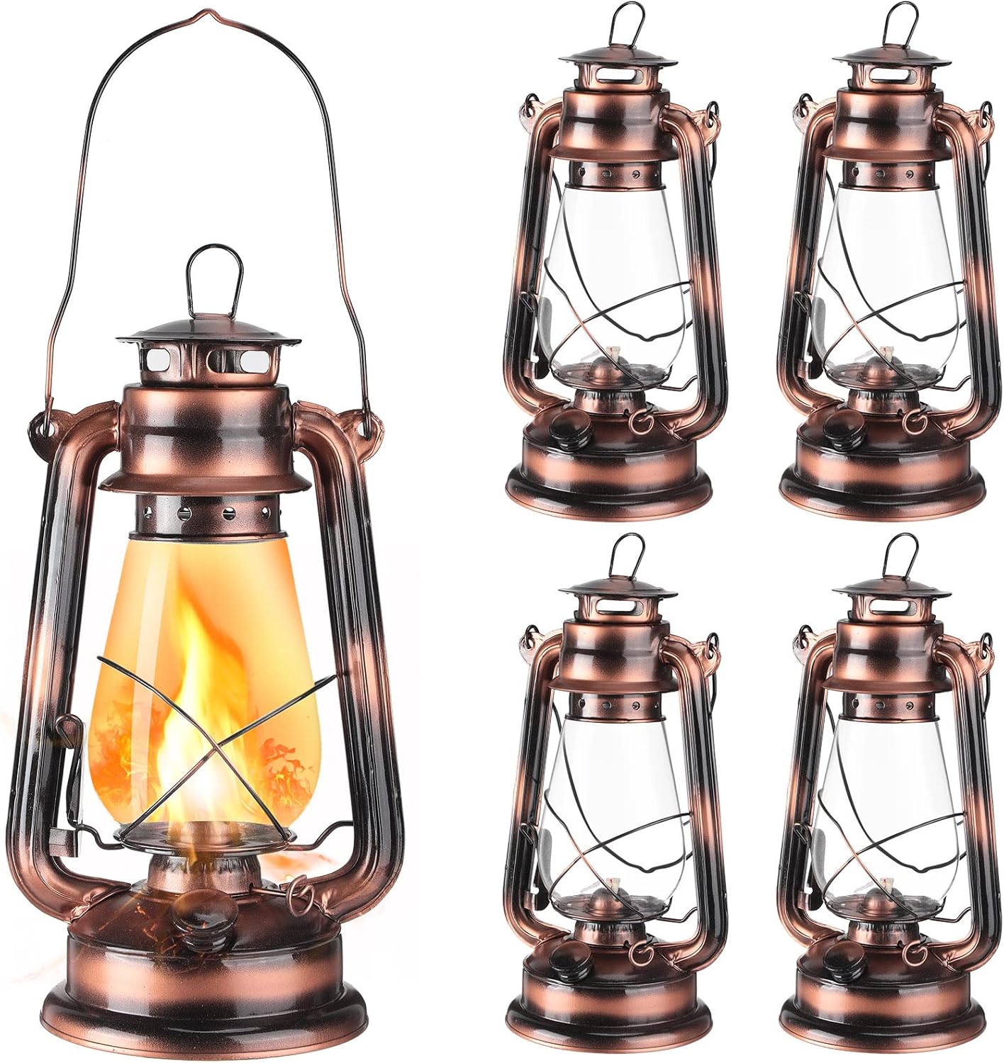 Oil Lamps & Accessories - 4 Pieces Oil Lamp 12 Inch Hurricane Lantern Kerosene Lamp Oil Lantern Fuel Camping Lanterns Burning Lantern Metal Hanging Lantern with Wick for Indoor Party Decorations Home Camping Hiking (Bronze)