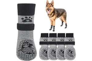 SCENEREAL Dog Socks to Prevent Licking Paws for Hot/Cold Pavement Anti Slip, Dog Shoes for Hardwood Floors, Dog Boots & Paw Protectors with Grippers for Small Medium Large Senior Dogs, Shark XL