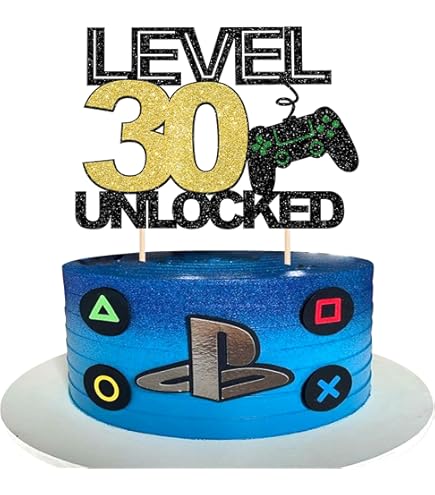 Video Game Birthday Cake Topper - Teen Game Level Up 14th Happy Birthday Decor, Game Controller Party Decoration - SugarGera