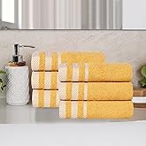 Superior Cotton Hand Towel Set, Small Towels, Plush Soft Absorbent, Salon, Hotel, Gym, Kitchen, Guest Bathroom Basics, Home Essentials, Luxury, Fluffy, Quick Dry, Hays Collection, Set of 6, Gold