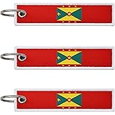 LLBFHH 3 Pcs Grenada Grenadian Country Flag Keychain,Woven label Key Chains for Car Keys,Fabric Key Chains Men and Women,Used for Various Decorations.