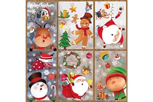 Joy Bang Christmas Decoartions, Christmas Window Clings Decoartions Xmas Window Stickers Santa Claus Reindeer Deals for Home Office Classroom Indoor Xmas Decor Winter Holiday Party Supplies