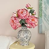 Vintage Chinoiserie Ceramic Vase, Classic Decorative Porcelain Flower Vase for Centerpiece Living Room Table Shelf, Retro Country Decor