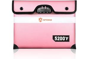 SPVIOQI 5200°F Fireproof Money Bag with Lock, Upgraded Fire proof Bag with Zipper/Reflective Strip, 9 Layers of Heat Insulated Material, Fireproof Cash Bag for Money A5 Documents, Water Resistantfire Bag Pink