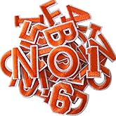 GYGYL 72 Pieces Iron on Letters and Numbers Patches, Orange Letter Patches Alphabet Embroidered Patch A-Z, Numbers 0-9 Applique for Clothes, Dress, Hat, Socks, Jeans, DIY Accessories