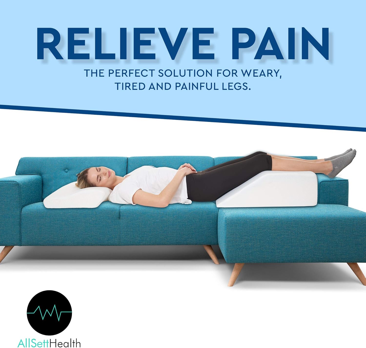 Leg Elevation Pillow - Cooling Gel Memory Foam Top, High-Density Leg Rest Elevating Foam Wedge- Relieves and Recovers Foot and Ankle Injury, Leg, Hip and Knee Pain, Improves Blood Circulation: Kitchen & Dining