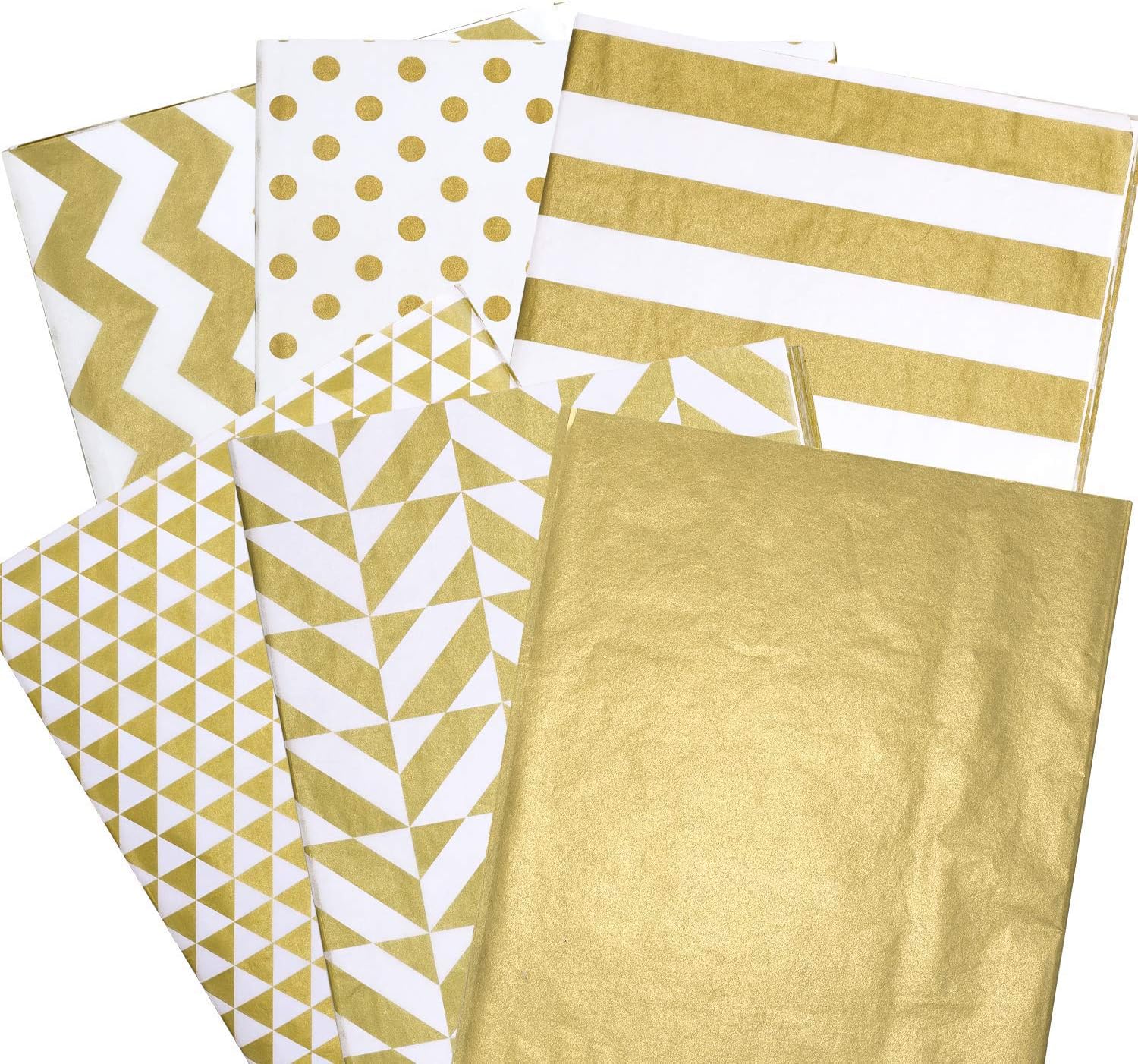 Whaline Christmas Paper 180 Sheets Gold Tissue Paper Bulk, Metallic Gift Wrapping Paper for Home Kitchen, Birthday Party