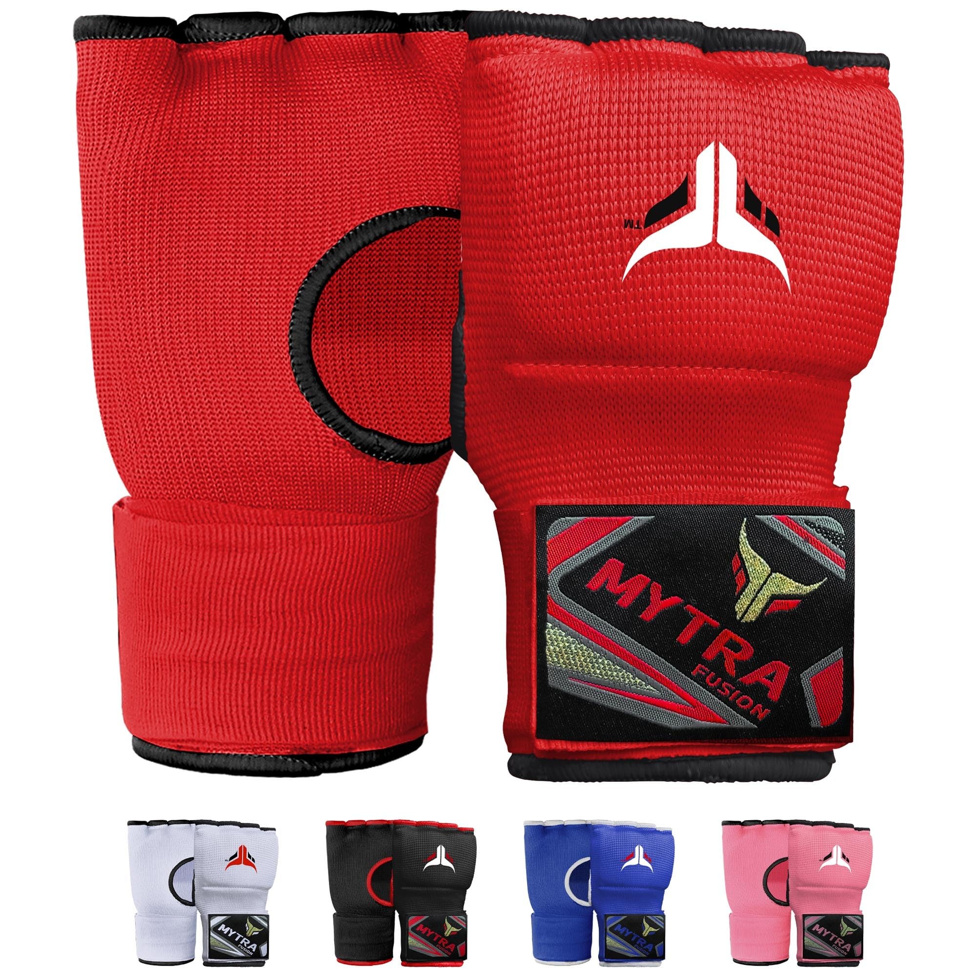 Mytra Fusion Kids Hybrid Boxing Inner Gloves Hand Wraps Gel Padded Punching Boxing MMA Muay Thai inner Gloves (Red, Junior)