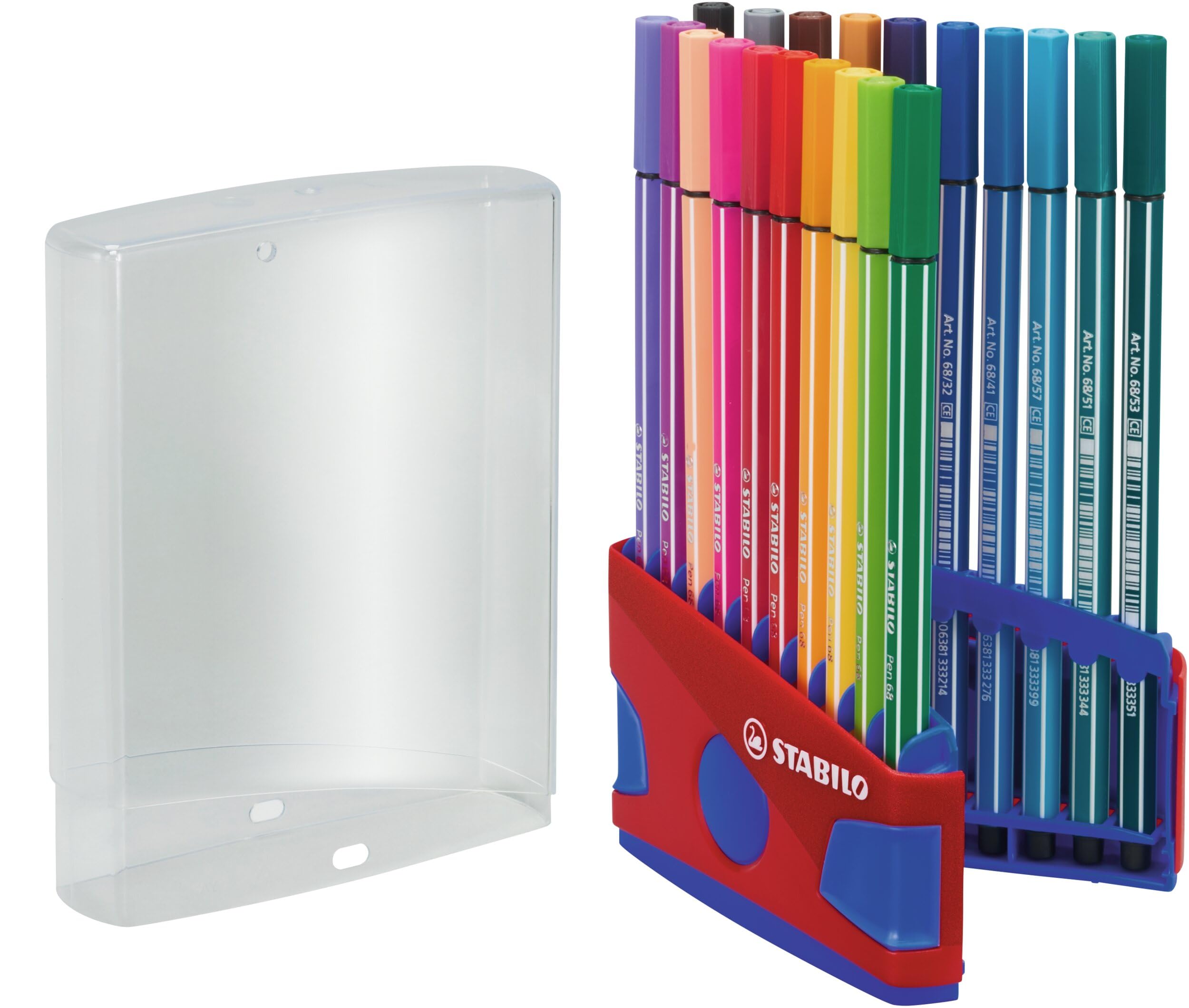STABILO Pen 68 - Premium Fibre-Tip Pen - ColorParade in Red/Dark Blue - Deskset of 20 - Assorted Colours with Hanging Loop โ image 1