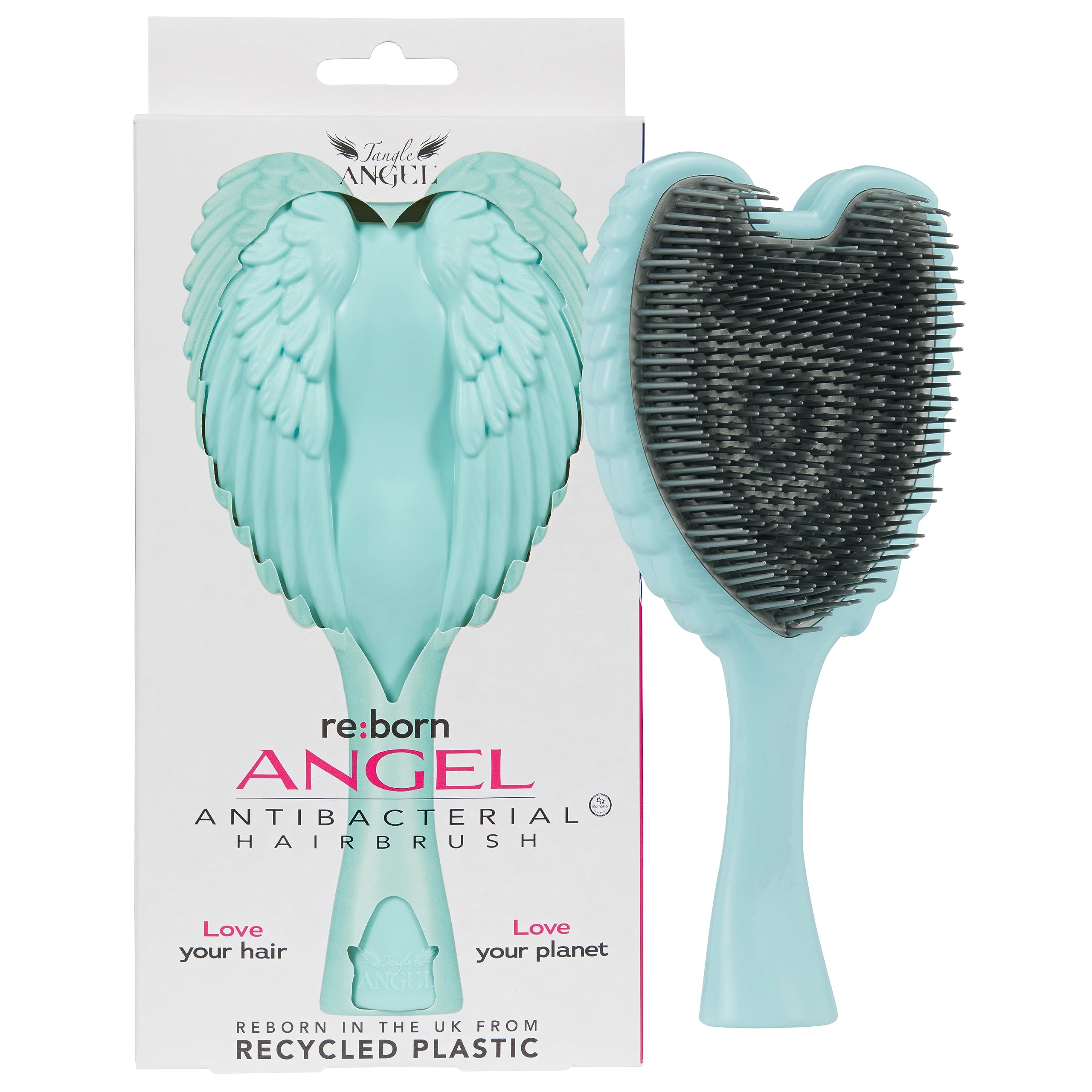 Detangler Hair Brush - Detangling Hairbrushes for Women with Straight, Wavy, Long, Thick, & Frizzy Hair - Smoothing Tangle Angel Paddle Brush Detangler for Shower & Hairstyling - Ice Blue