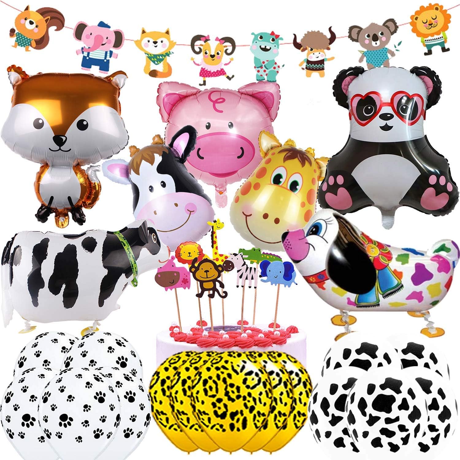 Walking Animal Decorations, Farm Balloons, Barnyard Birthday Party Supplies, for Kid Boy Girl