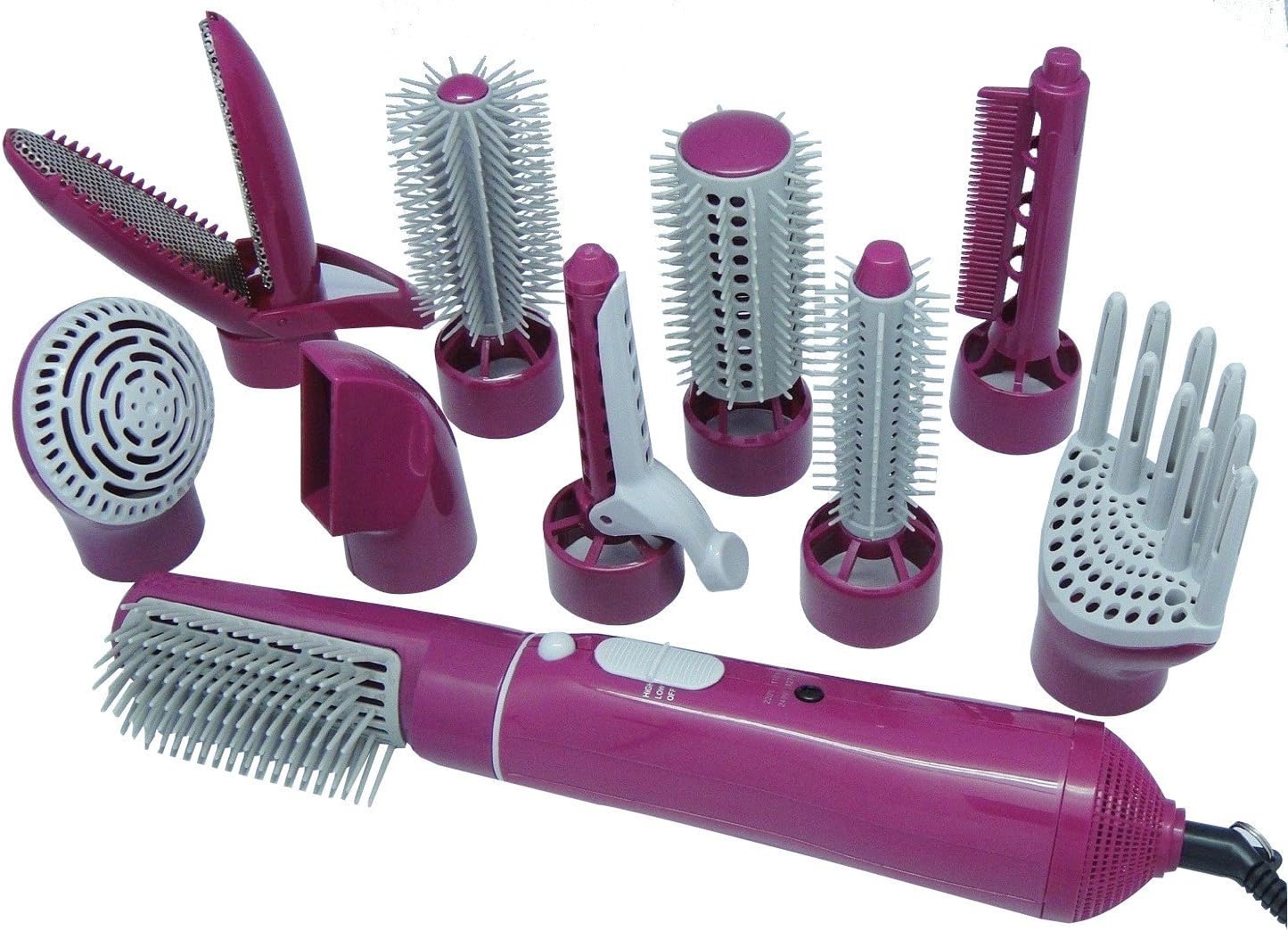 LOHOME Professional Multi-function 10 in 1 Hair Care Styling Tools Electric Hair Comb Sticks Hair Curlers Hair Salon Dryer Hair Straight Volume Dual-use Hair Tools (Rosered.)