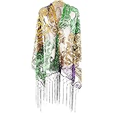 Heliltd Mardi Gras Glitter Shawl Scarf Mardi Gras Outfit for Women Mardi Gras Costumes Accessories for Wedding Dress Up Party