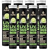 Auric Liv365 Liver Detox Supplement 160 Tablets | Lemon Flavour Advanced Herbal Formula for Liver Health, Detox & Cleansing