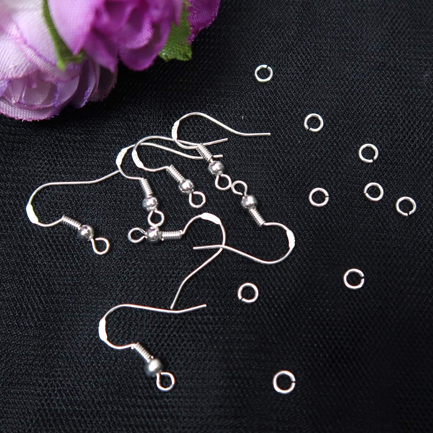 TOAOB 300pcs 18mm 925 Silver Plated Hypoallergenic Ear Wires French Wire Hooks and 4mm Open Jump Rings Starter Kit for Jewellery Making - Image 5