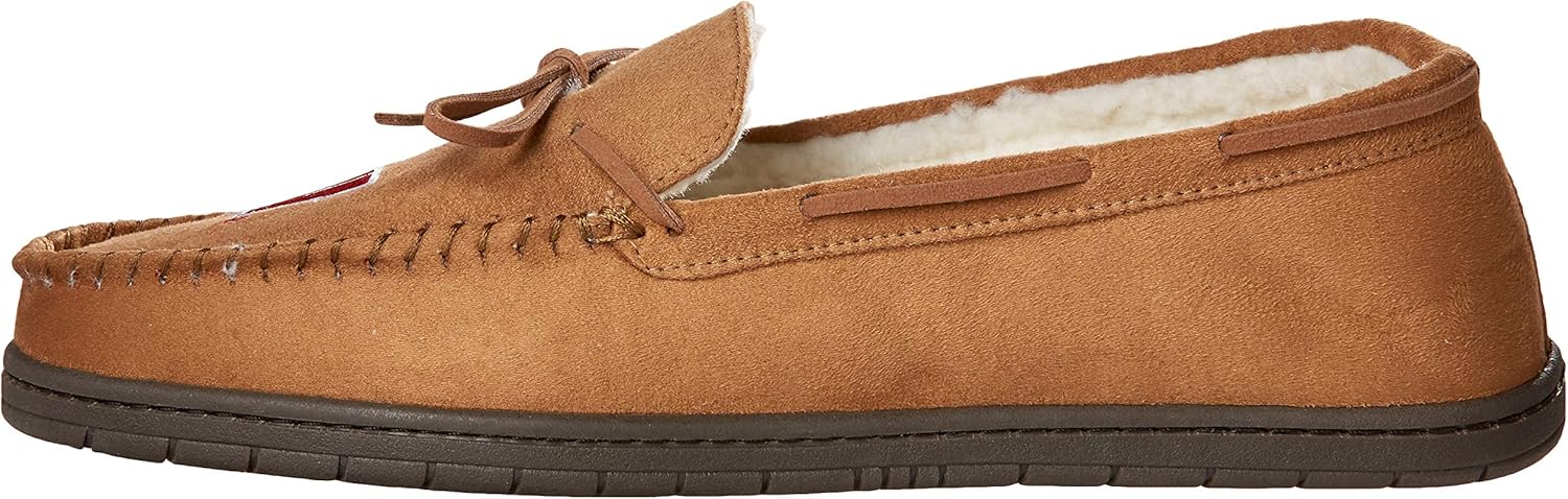 FOCO Mens NCAA College Team Logo Moccasin Slippers : Clothing
