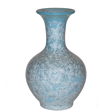 Beautiful Unique Crystalline Vase Tulip Design In Duck Egg Blue