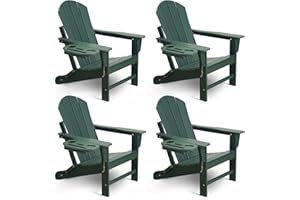 NAVINE Adirondack Chair Set of 4, HDPE Folding Adirondack Chair with Multifunctional Cup Holder, Weather Resistant Fire Pit Chair for porches, patios, poolsides, Decks.