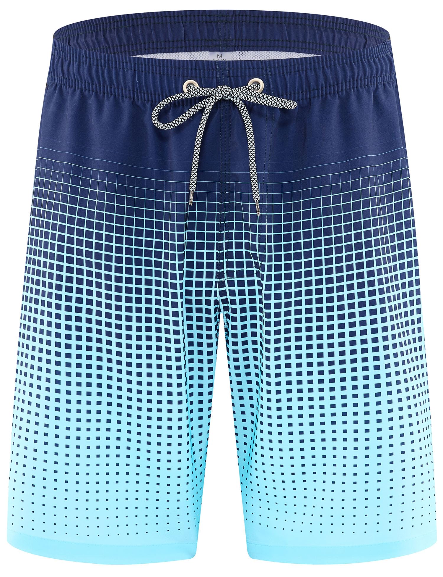 Photo 1 of ELETOP Men's Swim Trunks Quick Dry Bathing Suit Swimming Board Shorts Mesh Lining Beach Swimwear Grid Gradient Blue 3XL
