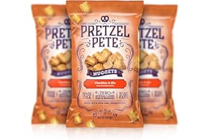 Pretzel Pete Cheddar & Ale Seasoned Pretzel Nuggets, Non-GMO, Small Batch, Bold Flavor, 9.5oz (3 Pack)