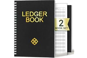 ZENO Ledger Book – 2 Pack Accounting Books for Small Business, Ledger Book, Finance Planner, Expense Tracker, Account Tracker