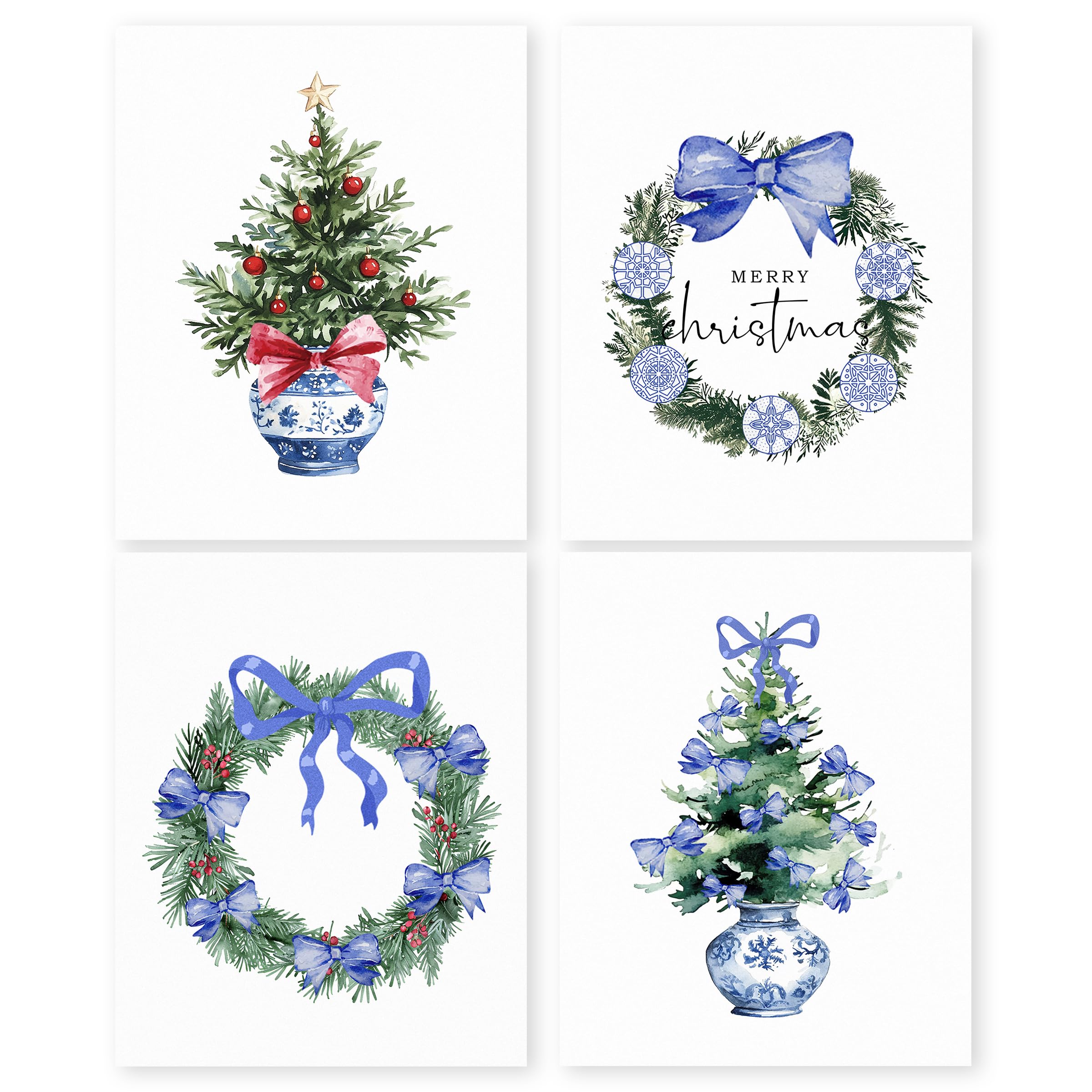 HRQKO Chinoiserie Christmas Wall Art Poster Prints Set of 4, Coquette ...