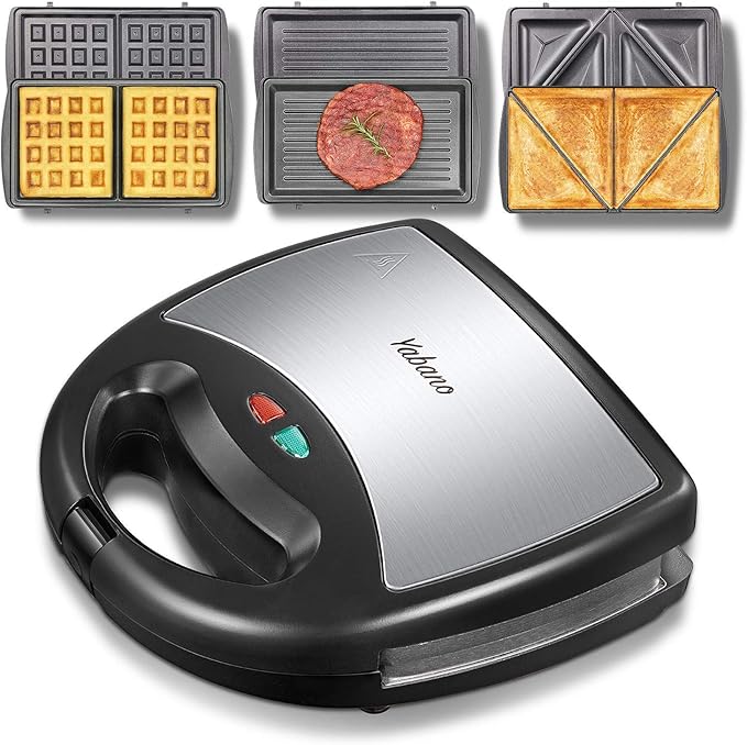 Yabano Sandwich Toaster, 3in1 Waffle Maker, Panini Maker, Toastie Maker with Detachable Non
