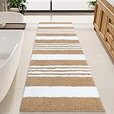 LOCHAS Long Bathroom Rugs Runner, 24" x 60" Large Bath Rug Non Slip Absorbent, Washable Microfiber Bathroom Mat Luxury Fluffy Soft, Shaggy Bath Mats for Shower Quick Dry, Beige