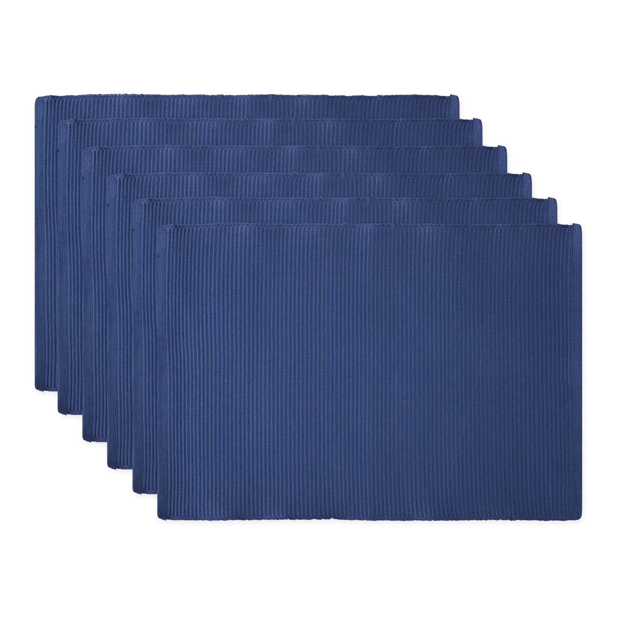 DII Basic Everyday Ribbed Tabletop 100% Cotton, Placemat Set, 13x19, Nautical Blue, 6 Piece — image 1