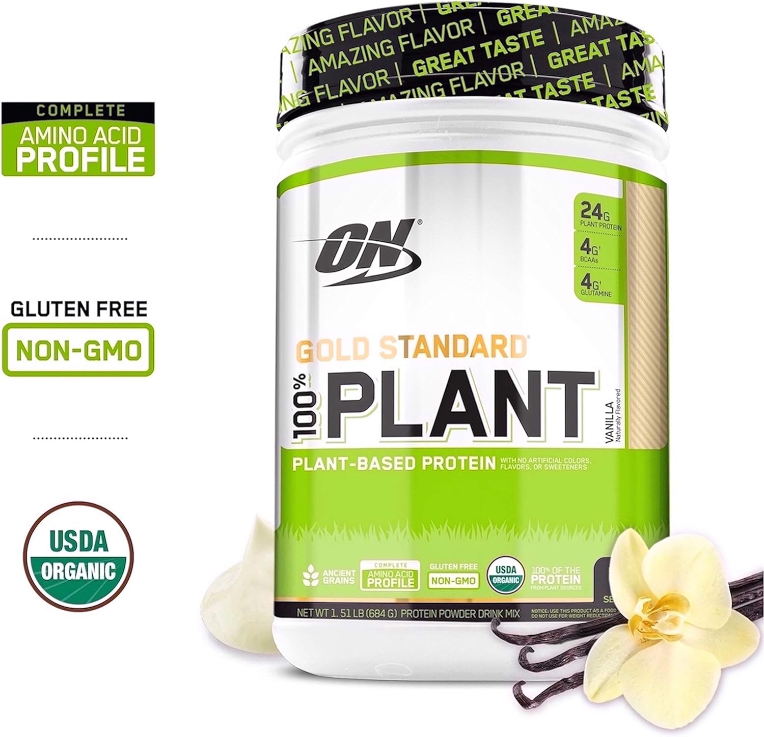 Optimum Nutrition Gold Standard 100% Plant Based Protein Powder, Vitamin C for Immune Support, Vanilla, 1.51 Pound: Health & Personal Care