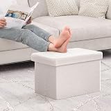 Bonlife Boucle Ottoman Seat with Storage White 42x32x32cm view 2