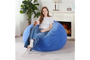 Homguava Bean Bag Chair: Teardrop Bean Bags with Memory Foam Filled, Compact Beanbag Chairs Soft Sofa with Corduroy Cover (Bl