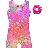 Alikhonf Leotards for Girls Gymnastics Kids Sleeveless Biketard with Shorts Sparkly Dance Tumbling Outfits
