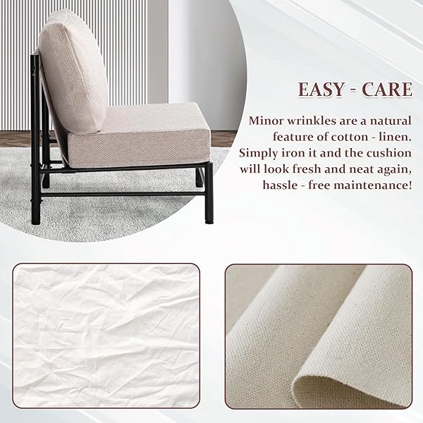 HOLLYHOME MID CENTURY MODERN ACCENT CHAIR, COMFY READING CHAIR WITH SOFT CUSHION, METAL FRAME FABRIC LARGE LAZY CHAIR, UPHOLSTERED LOUNGE SOFA CHAIRS FOR LIVING ROOM, BEDROOM, BALCONY, LIGHT CAMEL