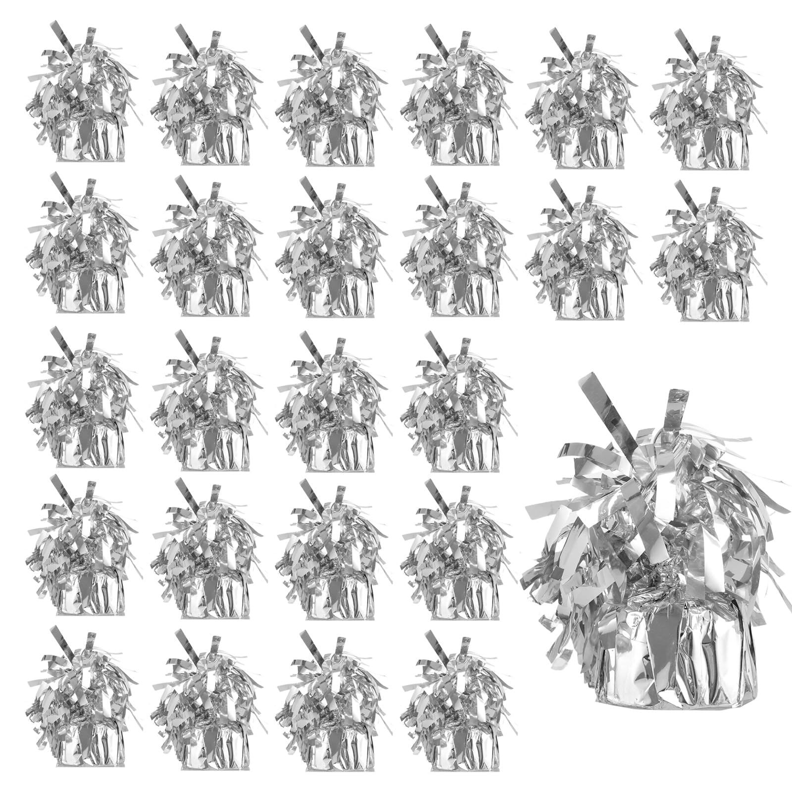 WOPPLXY 24 PCS Helium Balloon Weights - Silver Fringed Balloon Weight - 170g Weights for Balloons