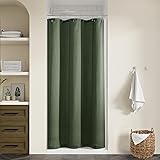 Olive Green Linen Stall Shower Curtains Green Boho