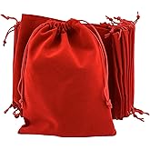 Palmhomee Pack of 6 12x16 Inch Velvet Drawstring Bags Gift Bag Velvet Pouch For Jewelry Wedding and Party Favor (Red)