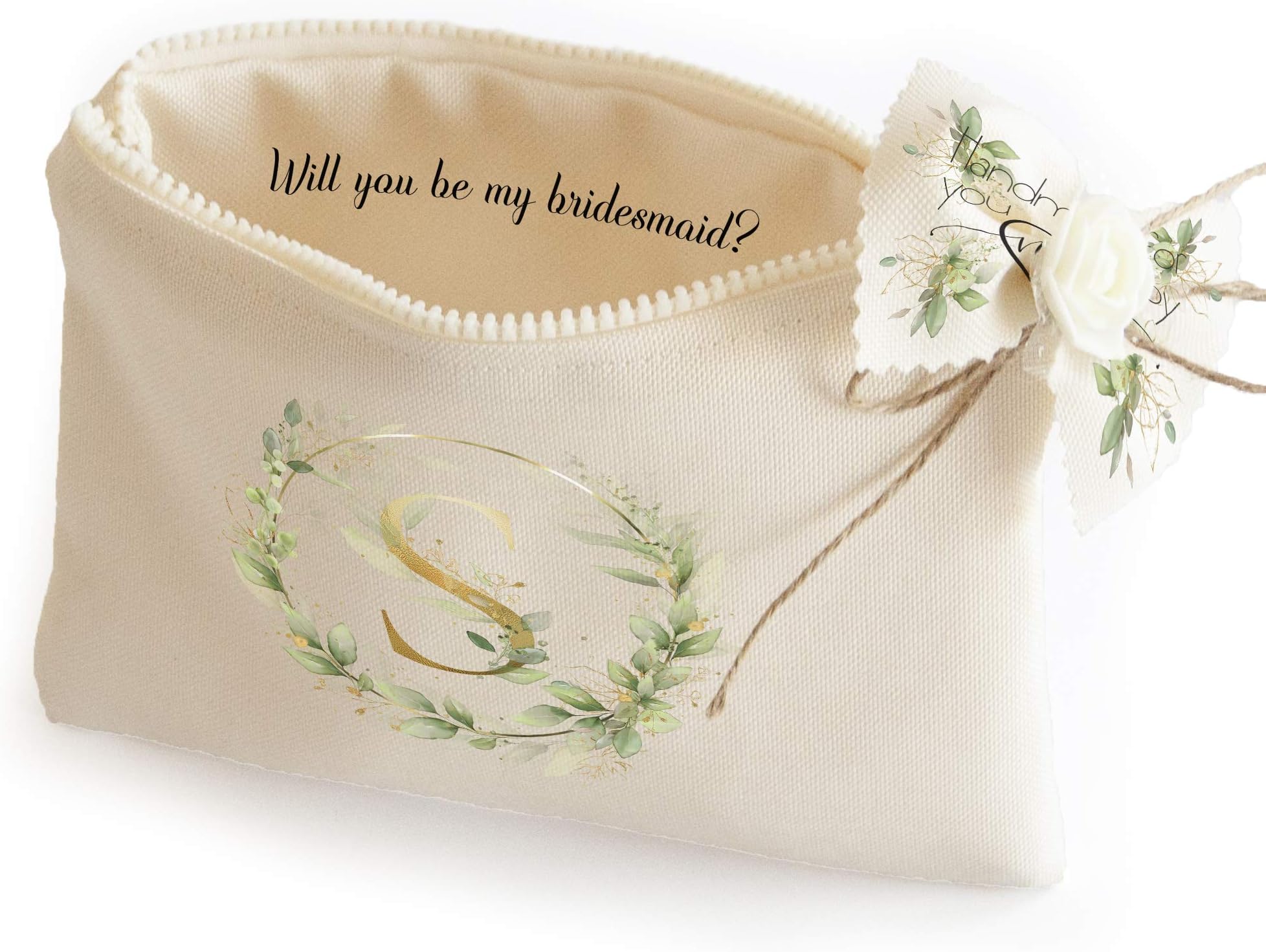 Will you be my bridesmaid - Asking Bridesmaid proposal makeup bag Bachelorette party beauty set Travel make up bag (Letter S)