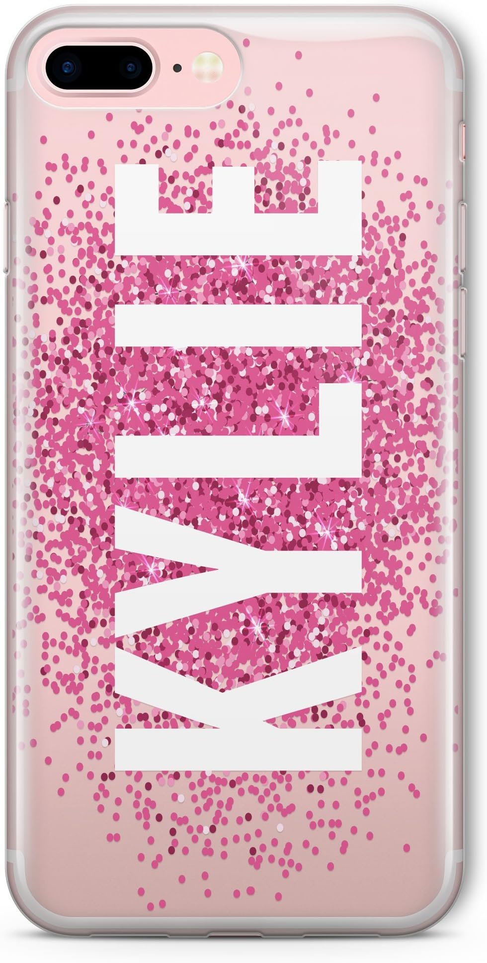 SmartGiftShop Personalised GLITTER Effect CLEAR TPU Phone Cover Case for iPhone Samsung Range iPhone 5c / Pink Glitter Style