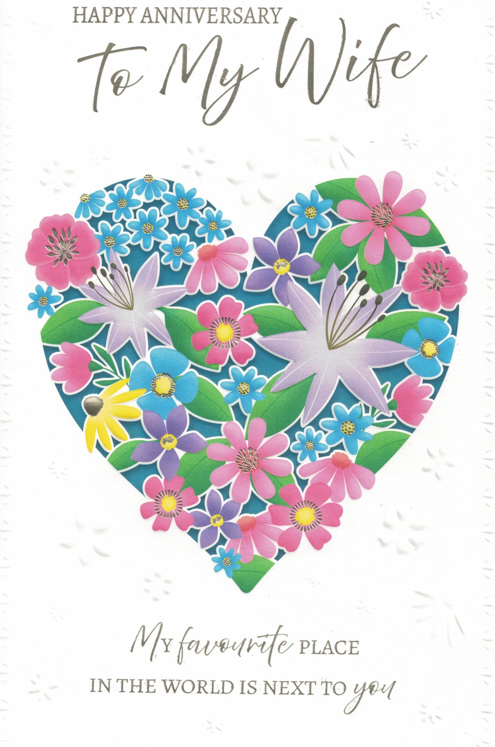 Anniversary Card for Wife – Romantic 8 Page Greeting Card with Heart & Flowers – Loving Gift for Her Special Day — image 1