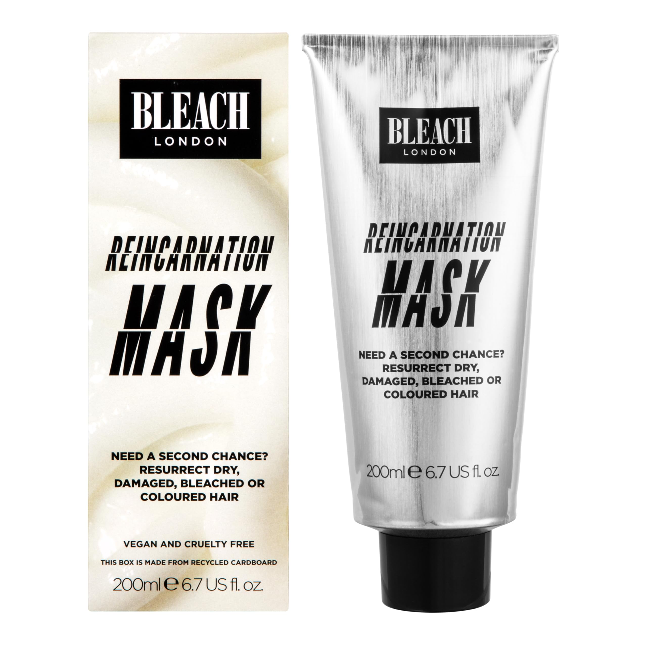 Bleach London Reincarnation Hair Mask for Dry, Damaged, Bleached or Coloured Hair, Bond-Restoring Protein Hair Treatment Repairs and Hydrates Hair with Sunflower Seed Extract 200ml