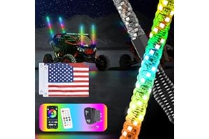 Autmens 2PCS 3FT Whip Lights with Upgraded Spring Base, Spiral RGB Chasing Led Whip Lights for Side by Side, APP & Remote Control Music Led Whips with Rocker Switch for UTV ATV RZR SXS Can-Am
