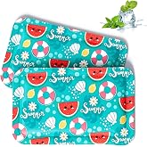 Lunch Box Ice Packs for Kids, 2 Pack &ndash; Soft When Frozen Slim Flexible Reusable BPA-Free Gel Freezer Packs for Lunch Bags, Coolers, Bumps &amp; Bruises, School, Work, Picnic &amp; Travel (Blue Green)