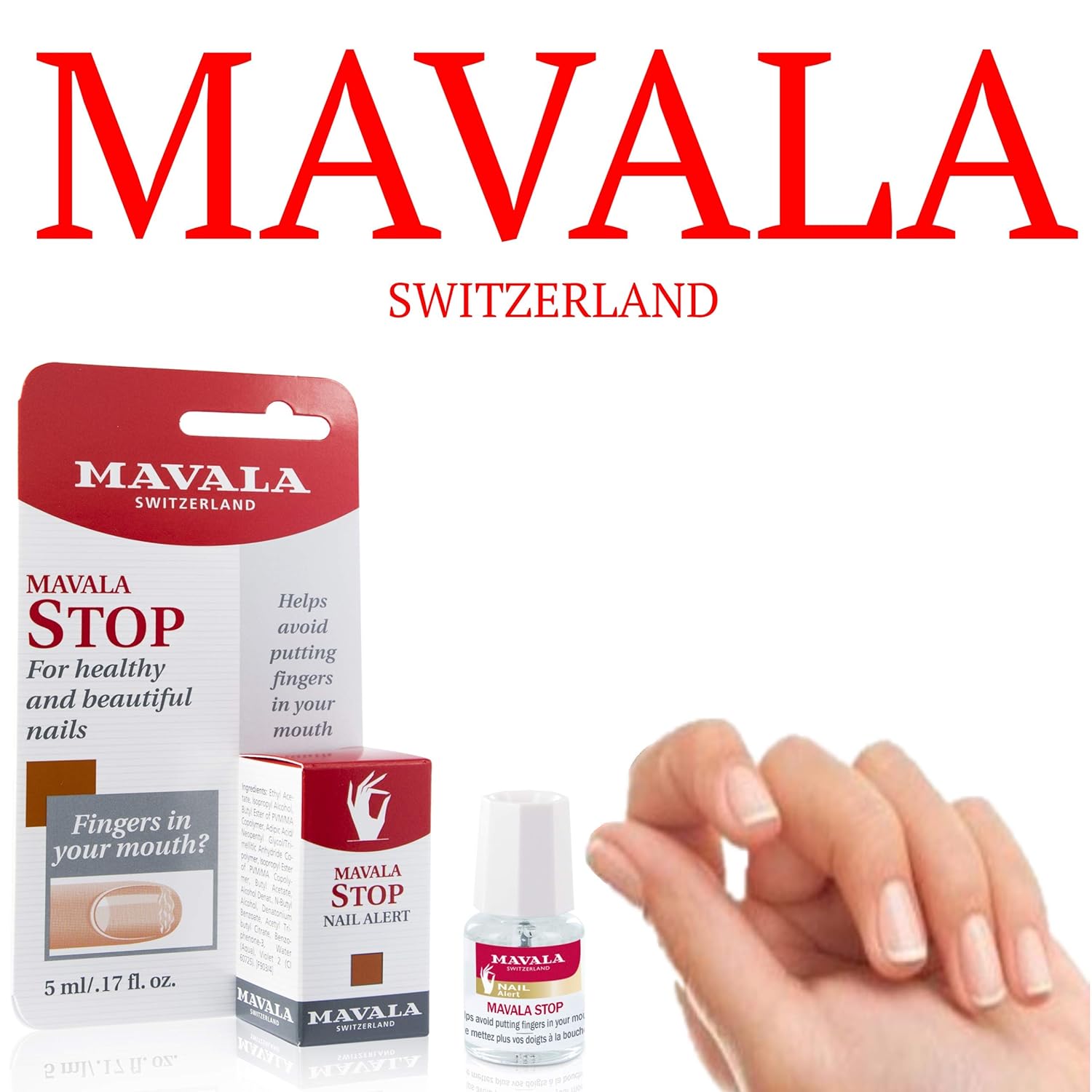 Mavala Stop Deterrent Nail Polish Treatment | Nail Care to Help Stop Putting Fingers In Your Mouth | For Ages 3+ | 0.17 oz : Nail Repair Products : Beauty