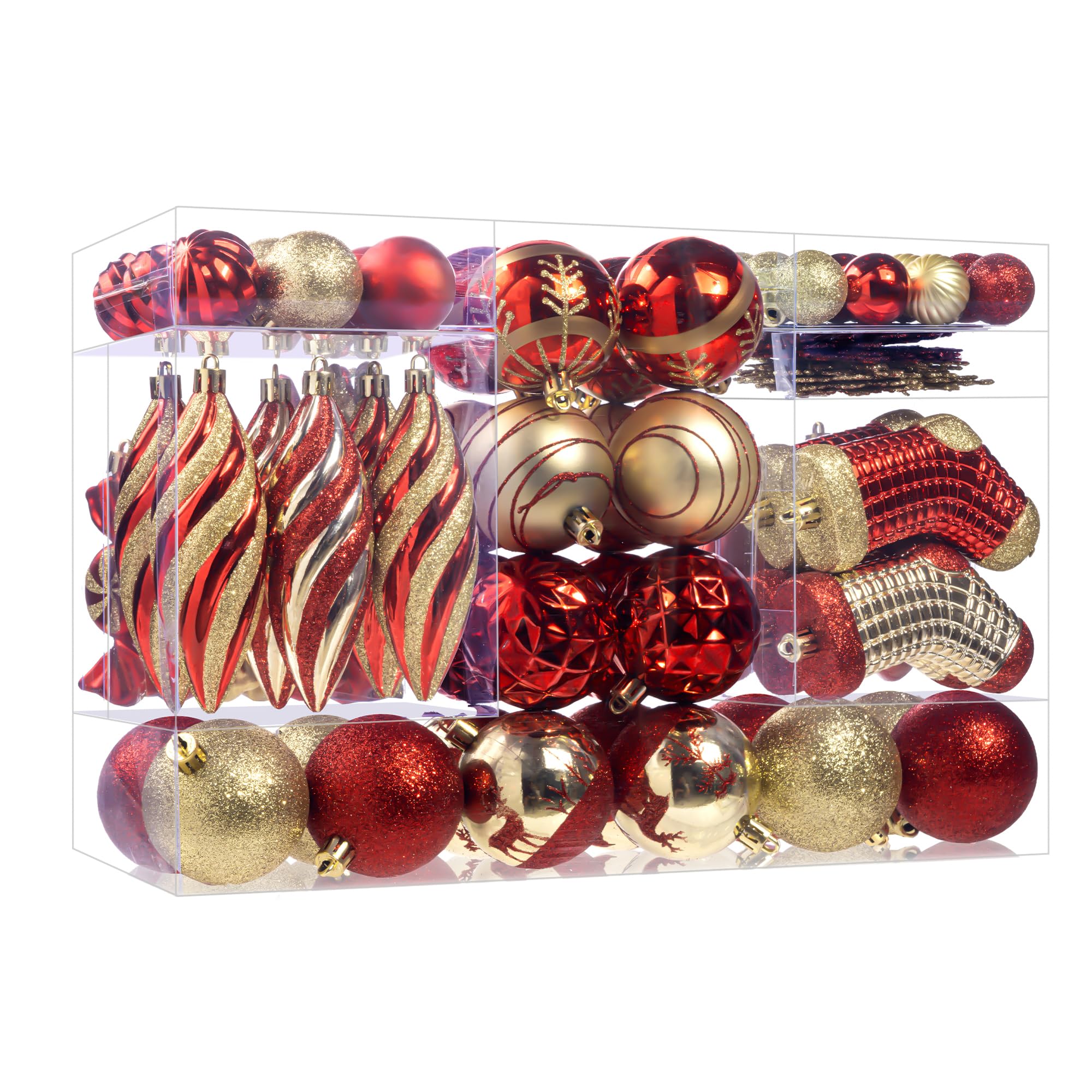 Photo 1 of 87Pcs Christmas Ball Ornaments Set, Assorted Shatterproof Hanging Tree Decorative for Xmas Tree Holiday Party and Home Decor (Red & Gold)