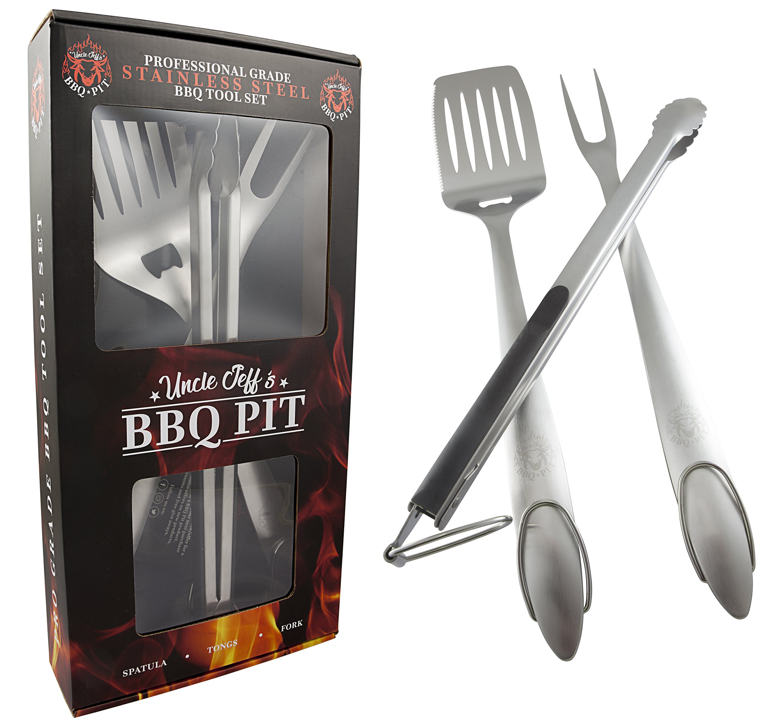 Heavy Duty BBQ Grilling Tools Set Professional Grade 18" Long Stainless Steel 613739988770 eBay