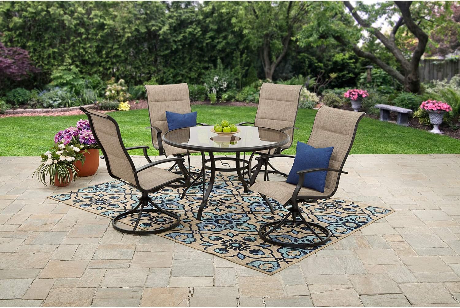 Amazon Com Mainstays Highland Knolls Padded Sling 5 Piece Patio Dining Set Garden Outdoor