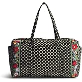 Vera Bradley Women's Premium Cotton Large Original Duffel Bag, Vibrant Black, One Size