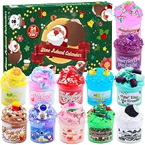 Calendrier De L'Avent JOYIN 2025 – 24 Jours – 16 Slimes Et 8 Accessoires – Paillettes, Boules Mousse, Lueur Dans Le Noir – Cadeau Noël – Dès 3 Ans