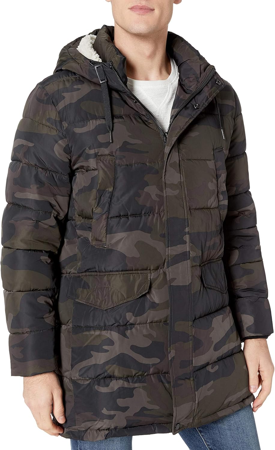 calvin klein men's hooded puffer jacket